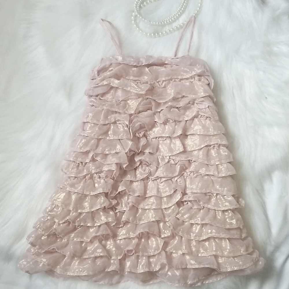 Pink Rose Gold Ruffle Dress